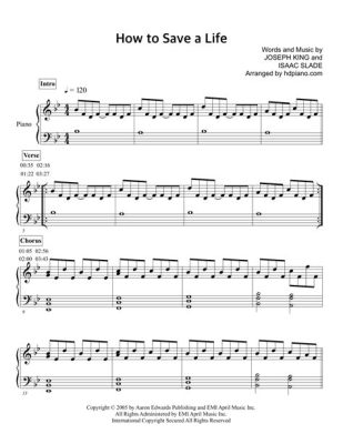 how to save a life piano sheet music How does music therapy contribute to emotional healing?